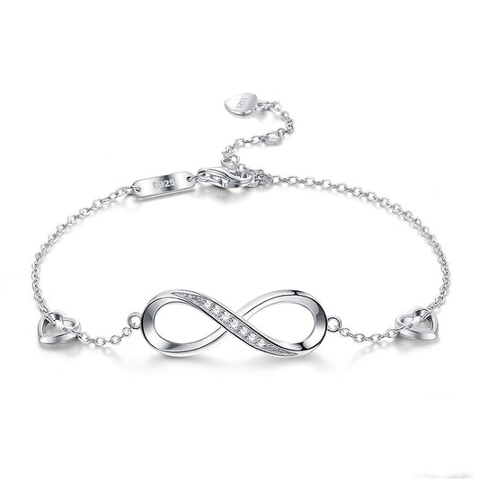 Pulsera de Plata Esterlina 925 con Símbolo de Infinito '8' para Mujer