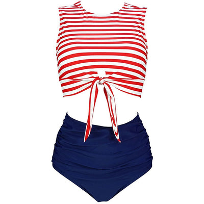 Bikini de Cintura Alta Estilo Europeo Americano - Traje de Baño Dividido - Image 7