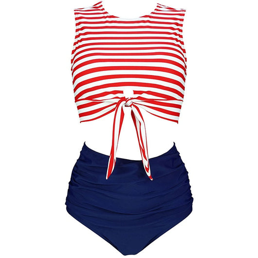 Bikini de Cintura Alta Estilo Europeo Americano - Traje de Baño Dividido - Image 7