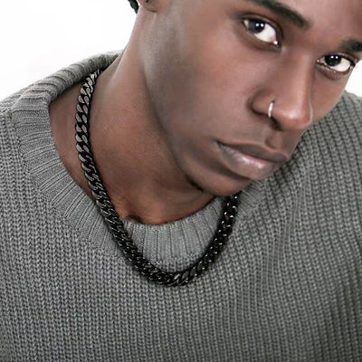 Cadena de Acero Inoxidable Hexagonal Pulida Estilo Hip-Hop para Hombre - Image 3
