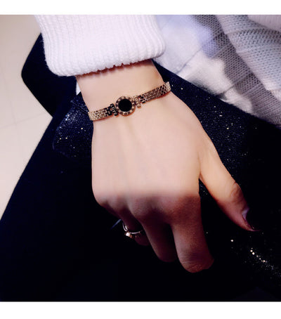 Pulsera Brazalete Números Romanos Oro Rosa Acero Inoxidable para Parejas - Image 11