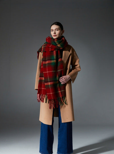 Bufanda Escocesa Roja y Verde - Estilo Europeo y Americano - Image 10