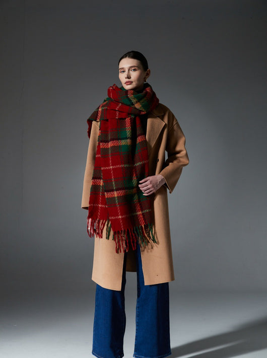 Bufanda Escocesa Roja y Verde - Estilo Europeo y Americano - Image 10