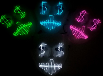 Máscara de Fiesta LED con Diseño de Dólar