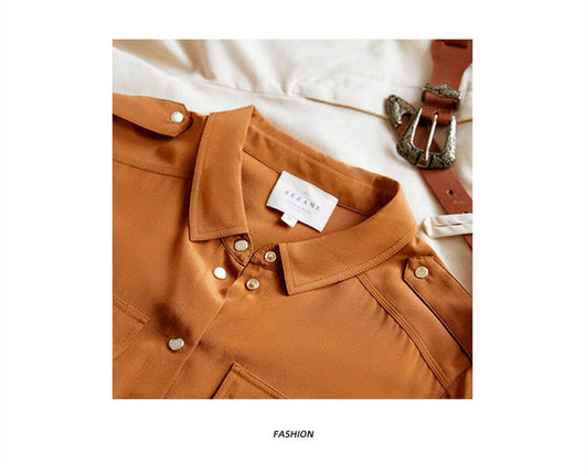 Blusa de Seda Francesa Elegante para Verano - Colores Lisos - Image 13