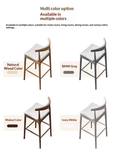 Taburete Minimalista Nórdico en Madera Maciza con Detalles en Cuerno - Image 15