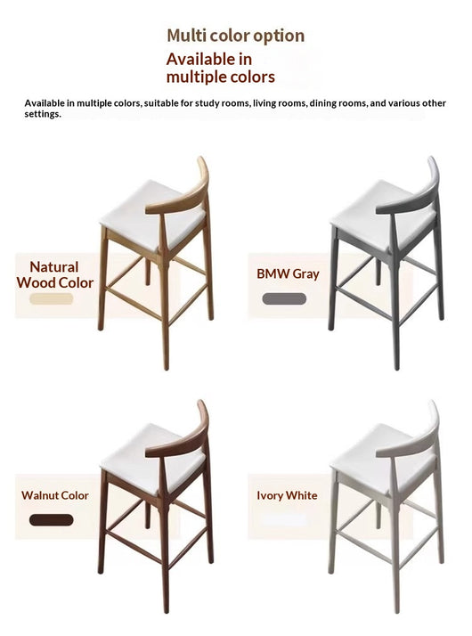 Taburete Minimalista Nórdico en Madera Maciza con Detalles en Cuerno - Image 15