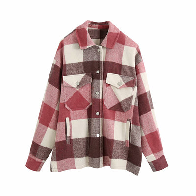 Chaqueta Camisa Cuadros para Mujer - Casual y Versátil - Image 16