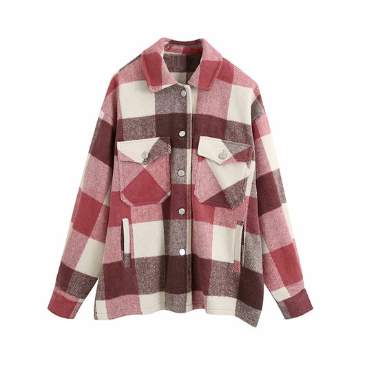 Chaqueta Camisa Cuadros para Mujer - Casual y Versátil - Image 16