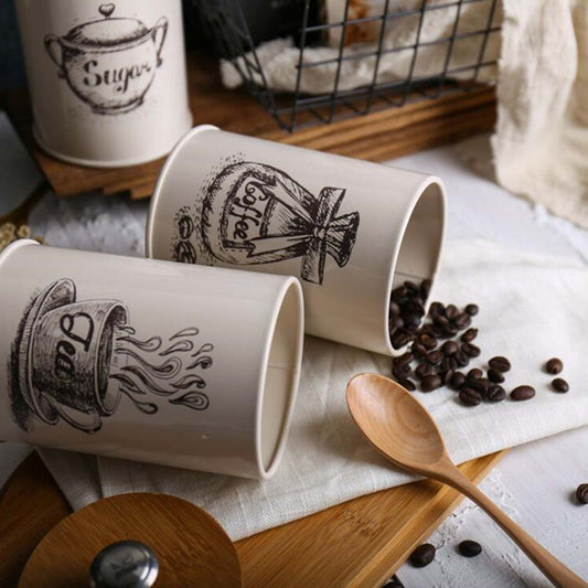 Set de 3 Frascos de Almacenamiento para Té, Café y Azúcar
