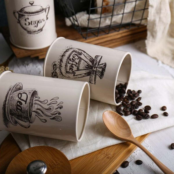 Set de 3 Frascos de Almacenamiento para Té, Café y Azúcar