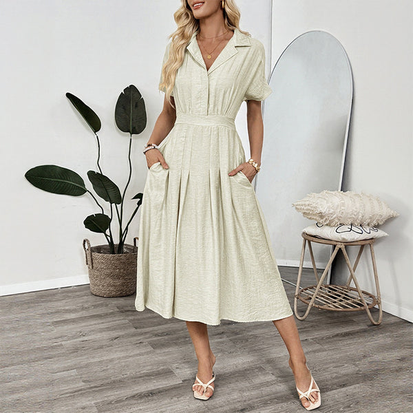 Vestido Camisero Ajustado con Bolsillos - Falda Entallada para Oficina - Image 6