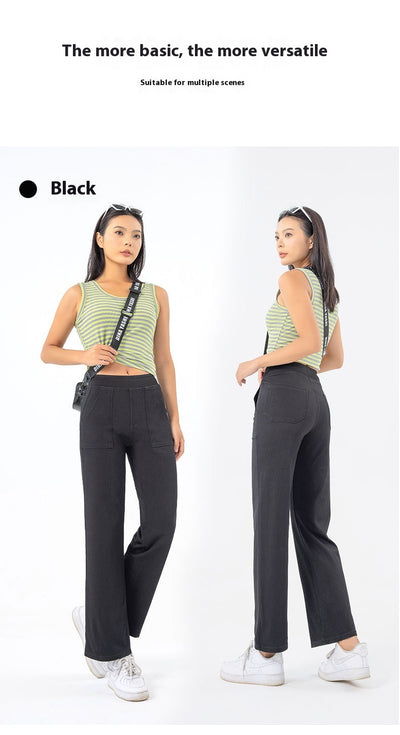 Pantalones Cargo Retro Cintura Alta Mujer Pierna Recta Ancha - Image 25