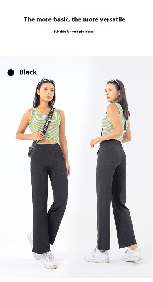 Pantalones Cargo Retro Cintura Alta Mujer Pierna Recta Ancha - Image 25