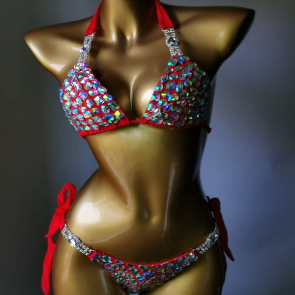 Bikini Deportivo con Detalles de Aleación Diamantada para Mujer