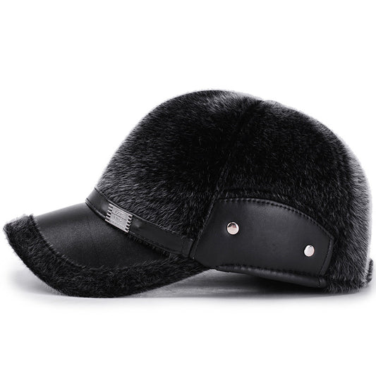 Gorra de Béisbol Invierno Hombre Imitación Piel de Visón - Image 2