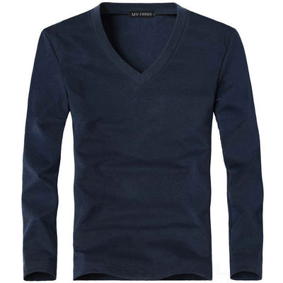 Camiseta Slim Fit Hombre Colores Sólidos Primavera Otoño - Image 21