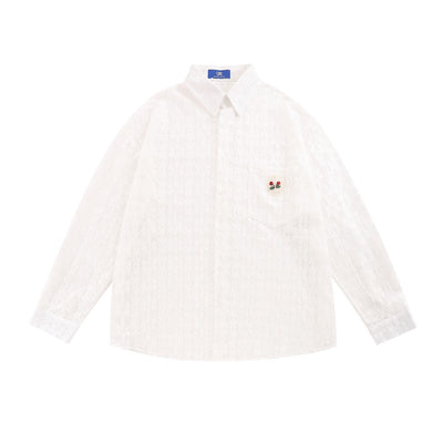 Chaqueta Casual Suelta con Encaje Calado y Mangas Largas