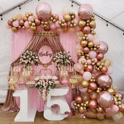 Set de Globos Metalizados Oro Rosado para Fiestas - Image 3