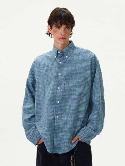 Blusa Vintage Estilo Americano a Cuadros con Pliegues - Image 8