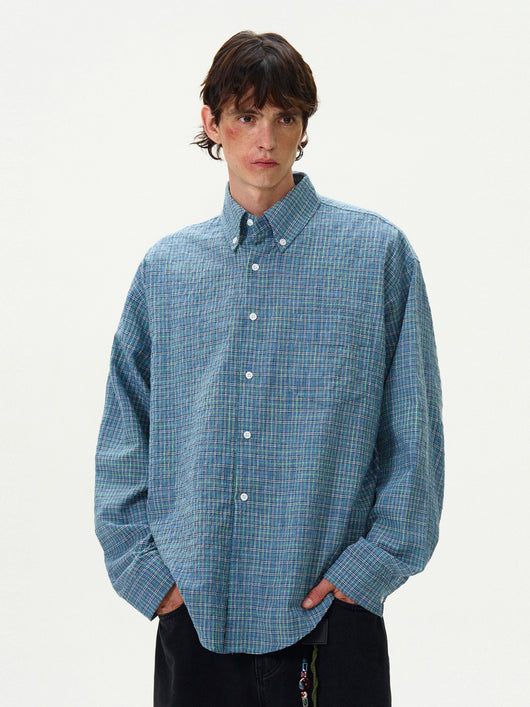 Blusa Vintage Estilo Americano a Cuadros con Pliegues - Image 8