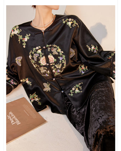Blusa Larga Estilo Chino Premium con Bordado y Estampado Artesanal - Image 16