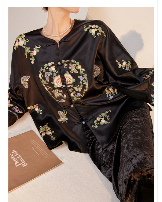 Blusa Larga Estilo Chino Premium con Bordado y Estampado Artesanal - Image 16