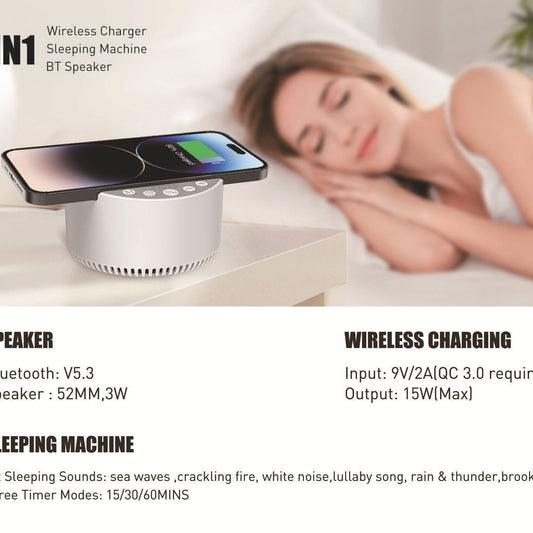 Cargador Inalámbrico 15W con Altavoz Bluetooth y Sonido Blanco - Image 2