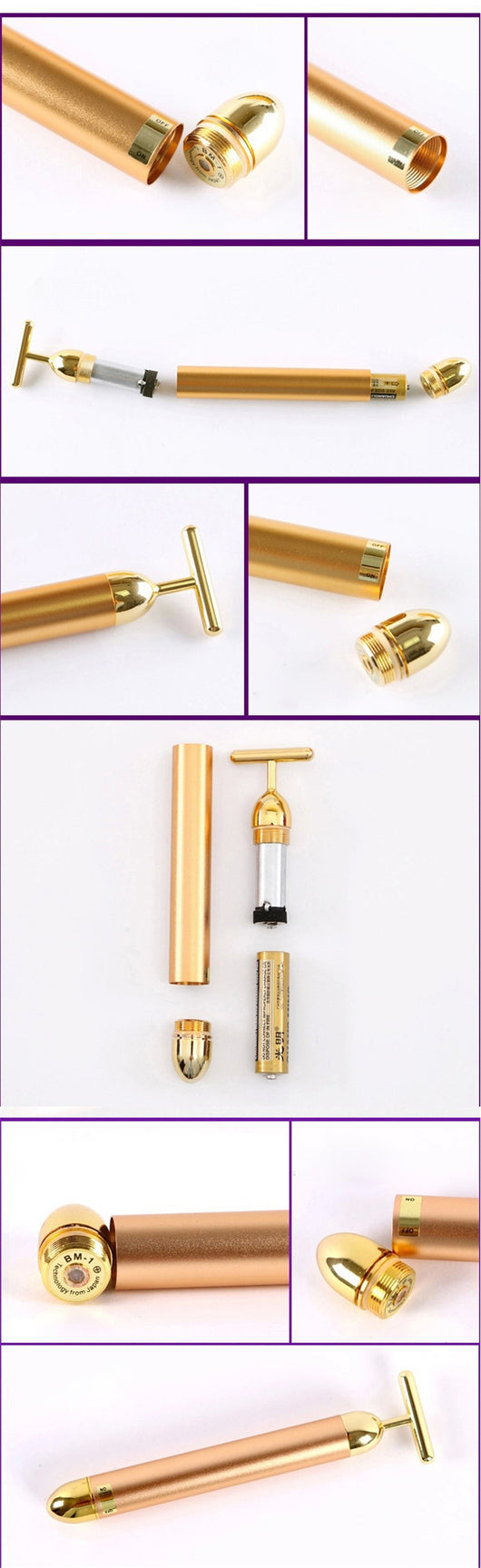 Rodillo Facial de Oro 24K con Vibración - Masajeador Lifting Antiedad - Image 4