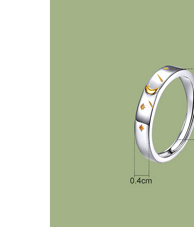 Anillo de Plata 925 Luna Estrella Ajustable Diseño Europeo Moderno - Image 6