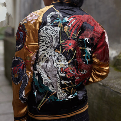 Chaqueta de satén reversible con bordados - Image 6