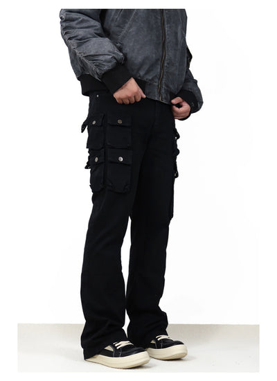 Pantalón de Trabajo Versátil con Múltiples Bolsillos y Corte Acampanado - Image 9