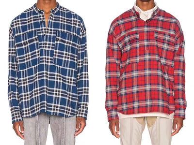 Camisa Henley de Cuadros y Rayas para Hombre - Manga Larga Estilo Urbano