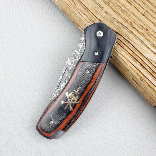 Cuchillo Plegable de Acero Damasco Portátil - Image 9