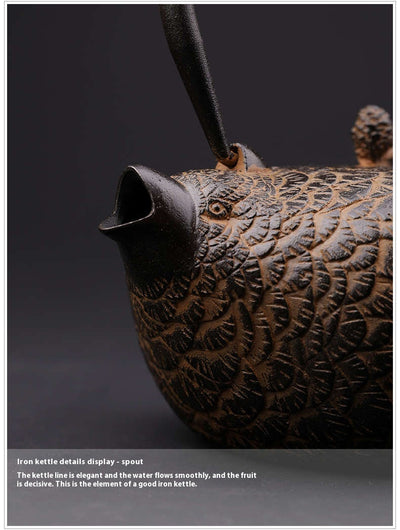 Tetera Artesanal Japonesa de Hierro Fundido con Patrón de Codorniz - Image 4