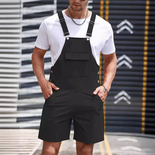 Pantalones Casual con Tirantes de Colores Sólidos para Hombre - Image 4