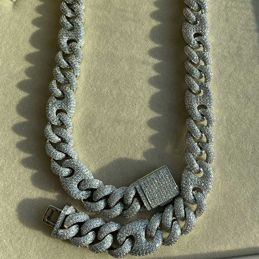 Cadena Cubana Hip Hop 15mm Tres en Uno con Cierre Nariz de Cerdo - Collar y Pulsera - Image 17