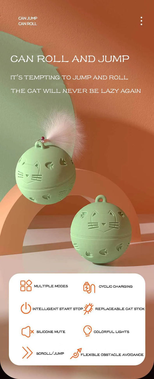 Light green spherical interactive cat toy with cut-out patterns and a central circular feature, measuring 1.89 inches. - Image 12