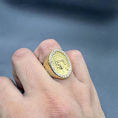Anillo de Acero Titanio Chapado en Oro para Hombre - Estilo Hip-Hop - Image 4