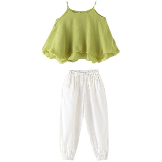 Conjunto de Dos Piezas de Algodón para Niñas - Camiseta y Short de Verano - Image 2