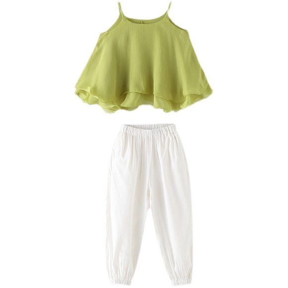Conjunto de Dos Piezas de Algodón para Niñas - Camiseta y Short de Verano