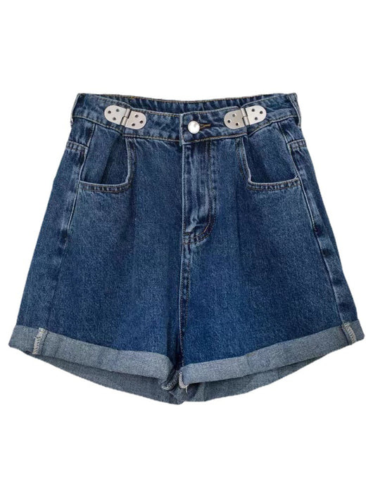 Shorts Denim Retro Sueltos y Delgados con Textura Rizada - Image 3