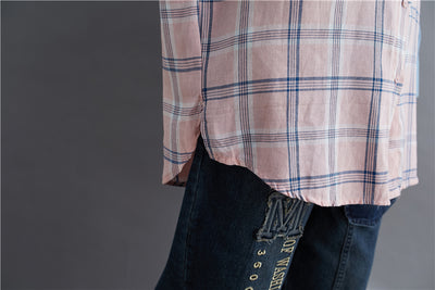 Camisa Oversized de Patchwork Manga Larga Suelta - Image 19