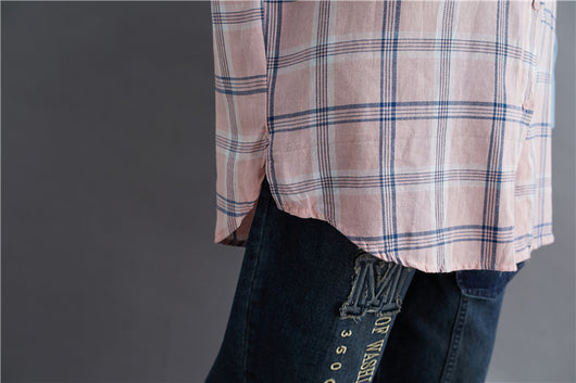 Camisa Oversized de Patchwork Manga Larga Suelta - Image 19