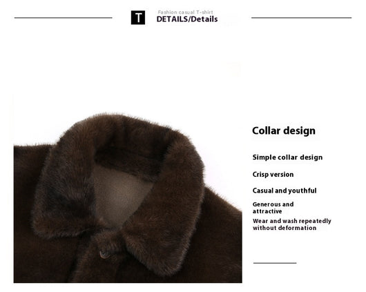 Abrigo de Invierno para Hombre con Cuello Solapa y Piel de Visón Dorado - Image 11