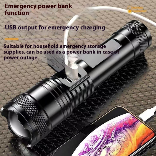 Linterna LED Recargable Profesional con Zoom Telescópico y Alcance Extendido