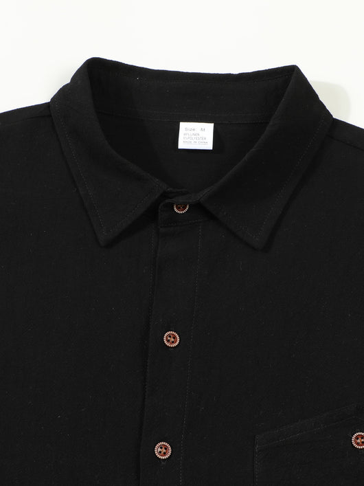 Camisa Cardigan Lino Hombre Fit Relajado Color Sólido - Image 28
