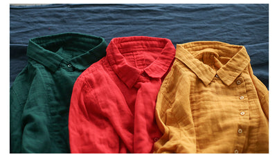 Camisa Retro de Algodón y Lino con Diseño Diagonal - Image 5