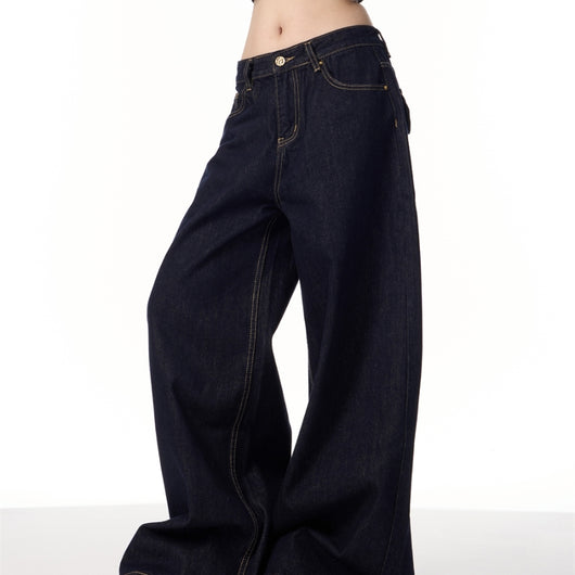 Jeans Retro Americano Tiro Alto Azul Oscuro - Image 10