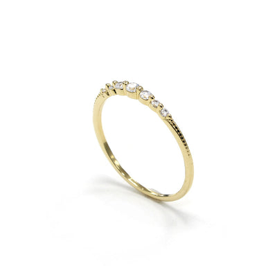 Anillo de Plata Esterlina Chapado en Oro 14K con Siete Circonitas Brillantes - Image 6